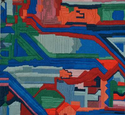 Ida Kerkovius, 1879-1970, Webarbeit auf PP befestigt, unten links monogrammiert, ca. 38x35 cm, PP, unter Glas gerahmt
