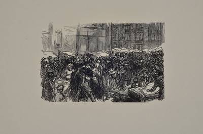 Max Liebermann, 1847-1935, Konovlut aus zwei Holzschnitten auf Bütten, Markt/Biergarten, aus: 30 Holzschnittzeichnungen, Heyder Berlin, 1922, PP, ...