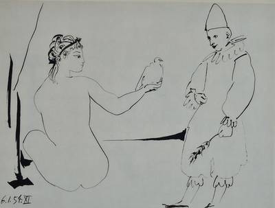 Pablo Picasso, 1881-1973, Konvolut aus vier Aktstudien, Heliogravure aus: Picasso and the Human Comedy, Draeger Freres Verve Paris 1954, PP, ca. ...