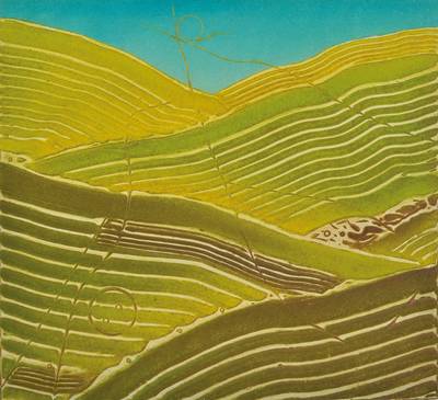 Gustl Stark, geb. 1917, Prägetiefdruck, Landschaft, handsigniert und datiert 83, bezeichnet Probedruck, betitelt, Auflage 50, Platte ca. 32.5x35.5 ...