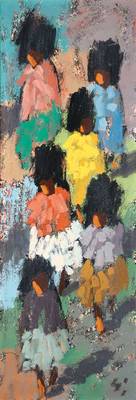 Heinrich Arrigo Florian Wittler, 1918-1979, Kinder, Öl/Hartfaser, rechts unten monogr., ca. 66x23cm, Rahmen