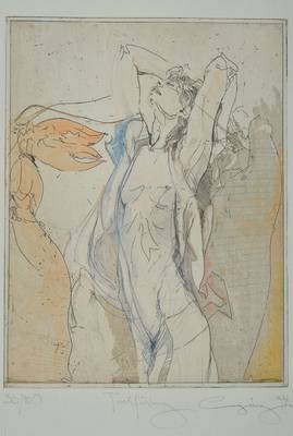 Jürgen Görg, geb. 1951 Dernbach, Tuchfühlung, Radierung, handsigniert und nummeriert 33/100, datiert 86/87, betitelt, Platte ca. 32x25 cm, PP, ...