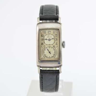ALPINA/GRUEN seltene Herrenarmbanduhr sog. Doctors-Watch, Schweiz um 1935, rechteckiges 935/000 Silbergeh., M. m. Bandanstößen ca. 44 x 20 mm, ...