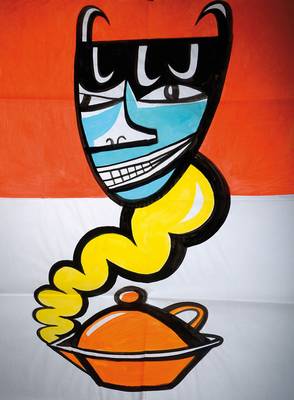 Jim Avignon, geb. 1966, Mischtechnik Papier, Kochtopfgeist, 2010, mit Bugfalten, unsigniert, Blattgr. ca. 120,5x90,5 cm