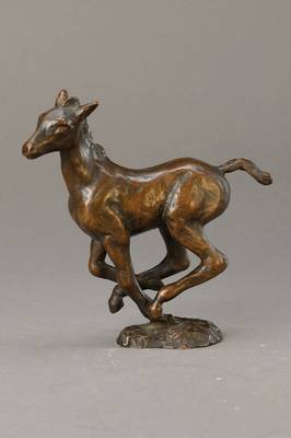 Vera Lwowski, geb. 1923, galoppierendes Fohlen, signiert, datiert 1964, Gießerstempel Schitzler, H. ca. 18.5cm