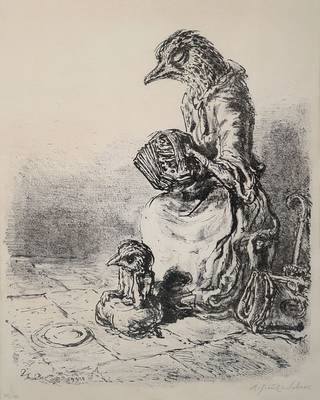 A. Paul Weber, 1883-1980, Lithographie Umweltschutz, 88/185, handsigniert, ca. 38.5 x 30.5 cm, unter Glas, Rahmen, dazu Buch A. Paul Weber Kritische ...
