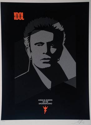 Shepard Fairey, geb. 1970, bedeutender amerikanischer Street-Art-Künstler, hier: Billy Idol, Siebdruck, handsigniert und nummeriert 194/400, datiert ...
