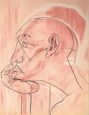 Franz Dellgruen, 1901-1984, Meisterschüler von Robert Sterl und Max Slevogt, hier: Der Denker, Mischtechnik, Kreide/Gouache auf dünnem Karton, ...