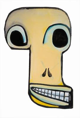 Jim Avignon, geb. 1966, Acryl/Karton, Objekt, Skull, unsigniert, ca. 60x40 cm