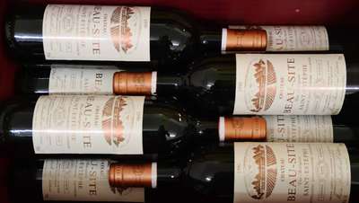 12 Flaschen 1990 Chateau Beau-Site, Saint - Estephe, Cru Bourgeois, je ca. 75 cl, top shoulder u. besser, Etiketten in sehr gutem Zustand, Kapseln ...