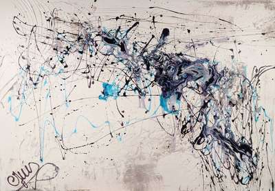 CJVIS (Caroline Vis), zeitgenössische niederländische Künstlerin, Little Touch of Sand, Acryl/Mixed Media auf Lwd, links unten signiert, ca. ...