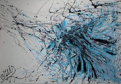 CJVIS (Caroline Vis), zeitgenössische niederländische Künstlerin, Breath, Acryl/Mixed Media auf Lwd, links unten signiert, rückseitig signiert ...