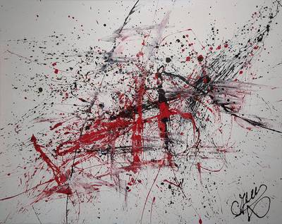 CJVIS (Caroline Vis), zeitgenössische niederländische Künstlerin, Red Zone, Acryl/mixed Media auf Lwd, rechts unten signiert, ca. 80x100 cm