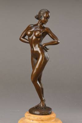 Roy Mondo, zeitgenössischer Künstler, Stilvoller erotischer Akt, Bronze mit Sockel, signiert, H. ca. 34 cm