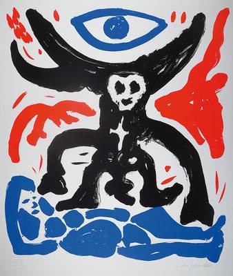 A.R. Penck, geb. 1939 Dresden, Pilatus, Farbserigraphie auf Büttenpapier, handsigniert und nummeriert e.a., 1992, Blattgr. ca. 90x72 cm