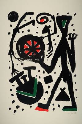 A.R. Penck, geb. 1939 Dresden, Farbserigraphie auf Büttenpapier, handsigniert und nummeriert e.a., entstanden Mitte der 80er Jahre, Blattgr. ca. ...