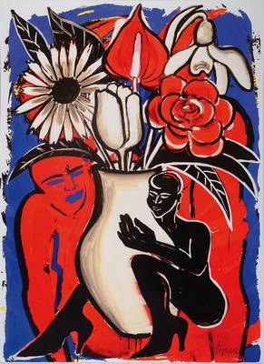 Elvira Bach, geb. 1951, Blumenträume, handsigniert und nummeriert 10/50, Giclee auf handgemachtem Baumwollpapier, Blattgr. ca. 61x44,5 cm