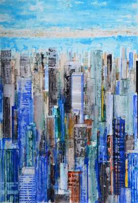 Gottfried Salzmann, geb. 1943, Hudson River, 3D-Konstruktion, Giclee, handsigniert und nummeriert 14/25, bezeichnet, Blattgr. ca.84,5x61 cm