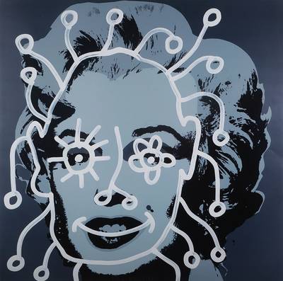 Paul Kostabi, geb. 1962, "Silent Movie", Darstellung Marilyn Monroe, handsigniert, Blattgr. ca. 60x61 cm