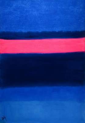 Gaston Galé, zeitgenössischer Belgischer Künstler, Abstrakte Komposition in Blau, Öl/Lwd, links unten signiert, ca. 100x70 cm, Leisten