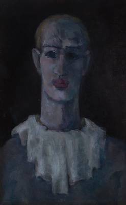 Unbekannter Künstler, Portrait de Pierrot, Öl/Hartfaser, rechts unten unleserlich signiert, ca. 63x40cm, Rahmen
