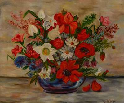 Heinrich Borbo, Baden-Baden, Blumenstillleben, Öl/Lwd, rechts unten signiert, ca. 50x60 cm, Rahmen