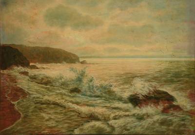 Firne, See-Landschaft, Öl/Hartfaser, rechts unten signiert, ca. 53x75 cm, Prunkrahmen