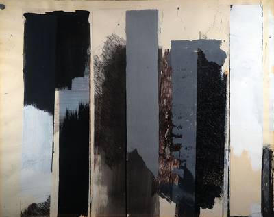 Alan Green, 1923-2003, Mischtechnik/Collage auf Papier, mehrteilig zusammengesetzt, oben rechts signiert und datiert, ca. 69,5x86 cm, unter Glas ...