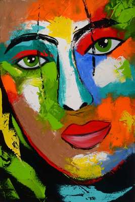 Michael Frey, zeitgenössischer Künstler aus Landau, Face 2, Öl/Lwd, rechts unten signiert, ca. 90x60 cm