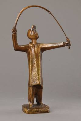 Jürgen Klein, 1904-1978, Bronzeskulptur, Angler, monogrammiert, Gießer-Stempel W. Füssel, Berlin, Nr. 10, H. ca. 38.5 cm