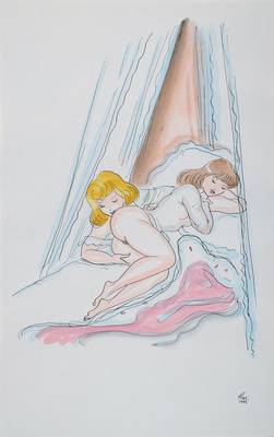 Alexander Szekely, 1901-1940, Aquarellierte Federzeichnung, "Liane Laure Jacinthe", ca. 28x18 cm, PP, Gesamt ca. 50x40 cm