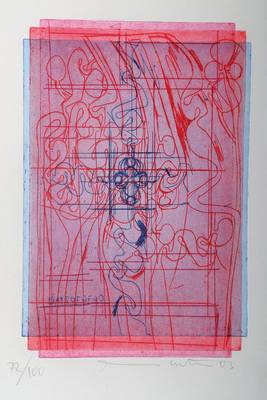 Herrmann Nitsch, geb. 1938, Radierung, signiert und nummeriert 72/100, datiert 03, Platte ca. 25.8x17.5 cm, Blattgr. ca. 38.5x26.5 cm, PP, unter Glas ...