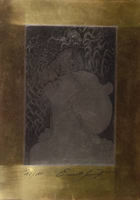Ernst Fuchs, geb. 1930 Wien, Galvanische Radierung auf vergoldeter Silberplatte, Kuss des Pan, signiert und nummeriert 18/100, punziert 925/1000, ca. ...