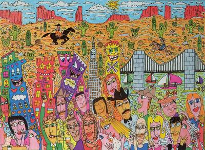James Rizzi, 1950-2011, Twenty Five years ofgood taste, good times, and good friends, Lithographie, signiert und nummeriert a.p., 1995, ca. 22,5x31 ...