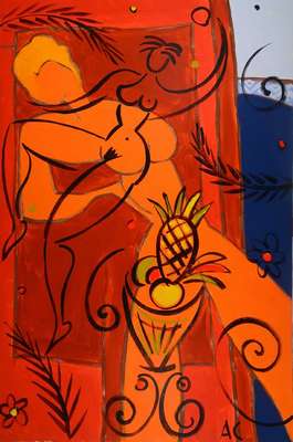 Vladimir Smahtin, geb. 1955 Moskau, Abstrakte Komposition, Öl/Lwd, rechts unten monogrammiert AC, ca. 119,5x80 cm
