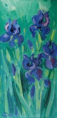 Helmut Müller-Wiehl, 1923-1998, Lilien, Öl/Lwd, links unten signiert und datiert 90, ca. 80x40 cm, Rahmen