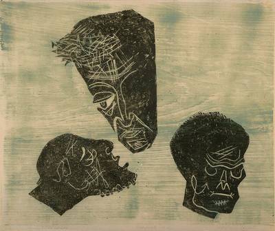 Rolf Müller-Landau, 1903-1997, Christus und die Schächer, Monotypie, handsigniert und datiert 1952, bez. Probedruck, ca. 44x52 cm