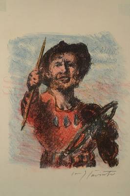 Lovis Corinth, 1858-1925, Farblithographie aus der Mappe Tell, handsigniert, ca. 38,5x29 cm, unter Glas gerahmt