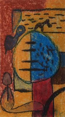 Ida Kerkovius, 1879-1970, Pastell auf Papier, Figuren am Teich, rechts unten monogrammiert, ca. 28,5x16 cm, PP, unter Glas gerahmt