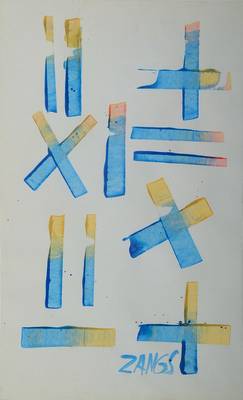 Herbert Zangs, 1924-2003, Aquarell auf Papier, Rechenzeichen, signiert, Blattgr. ca. 50x30 cm, unter Glas gerahmt, min. besch., leichte Knicke