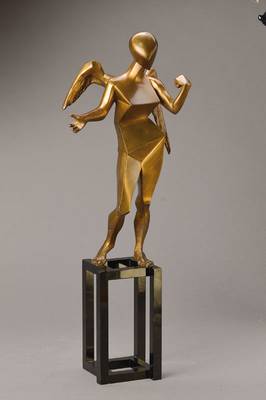Salvador Dali, 1904-1989, Kubistischer Engel, Bronzeskulptur, signiert und nummeriert 106/990, Gießerstempel Strehle, mit Zertifikat, H. ca. 56 cm