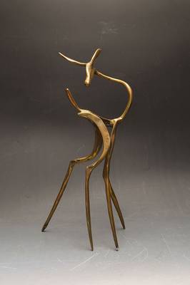 Yves Lohe, geb. 1947, Bronzeskulptur, Reh, signiert Lohe, H. ca. 41.5 cm