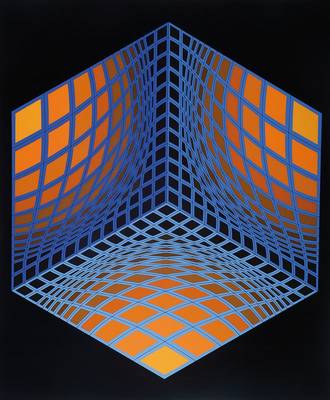 Victor Vasarely, 1908-1997, Parmenide, Serigrafie in 11 Farben auf Karton, aus 1979, handsigniert und nummeriert 5/90, Kat. Wiesloch 1986, Seite 131, ...