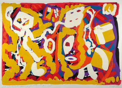 A.R. Penck, geb. 1939, Farbsiebdruck auf Papier, aus 1980, handsigniert und nummeriert 2/5, links unten Trockenstempel der Druckwerkstatt GÖTZE, ...