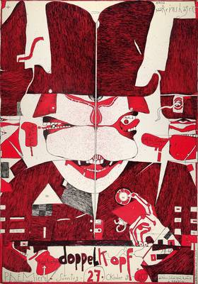 Horst Janssen, 1929-1995, Lithographie Doppelkopf, signiert und datiert 68, Blattgr. ca. 86,5x60,5 cm, Knicke, min. besch.