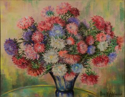 Ernst Zipperer, 1888-1982, Blumenstillleben, Pastellkreide, rechts unten signiert, ca.49x62 cm, unter Glas gerahmt