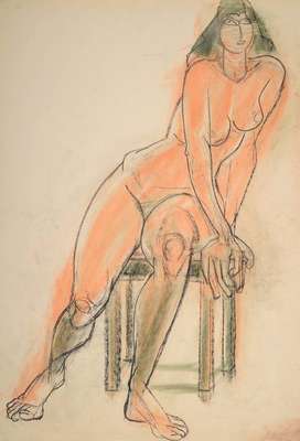Franziskus Dellgruen, 1901-1984, Meisterschüler von Robert Sterl und Max Slevogt, hier: Aktzeichnung, Pastellkreide auf Papier, unsigniert, ...