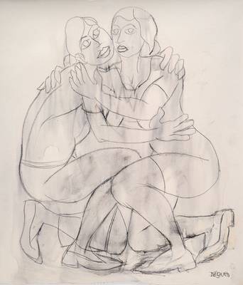 Franziskus Dellgruen, 1901-1984, Meisterschüler von Robert Sterl und Max Slevogt, hier: Pastellkreide/Lwd, signiert, Blattgr. ca. 57,5x50,5 cm
