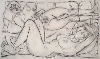 Franziskus Dellgruen, 1901-1984, Meisterschüler von Rober Sterl und Max Slevogt, hier: Pastellkreide auf Leinwand, links unten signiert, Blattgr. ...