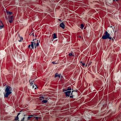 Paul Stasek, geb. 1957 Prag, lebt und arbeitet seit 1990 in Brühl und Prag, hier: Tapisserie, Filz, unsigniert, ca. 88x88 cm
